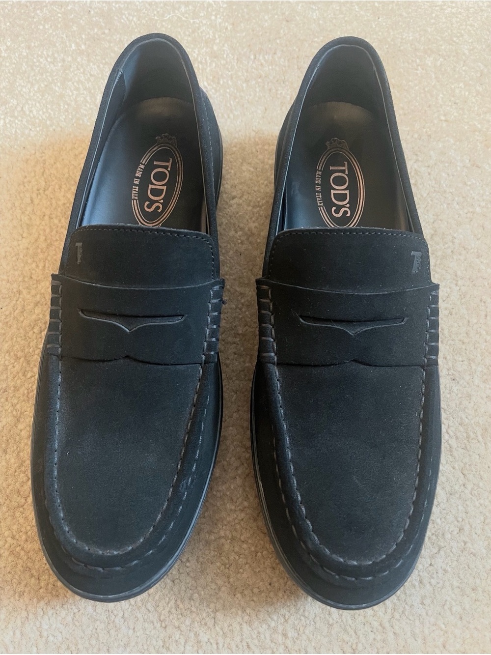 Tod’s Men’s Black Suede Penny Loafers Size 10 Made in Italy Driving Shoes